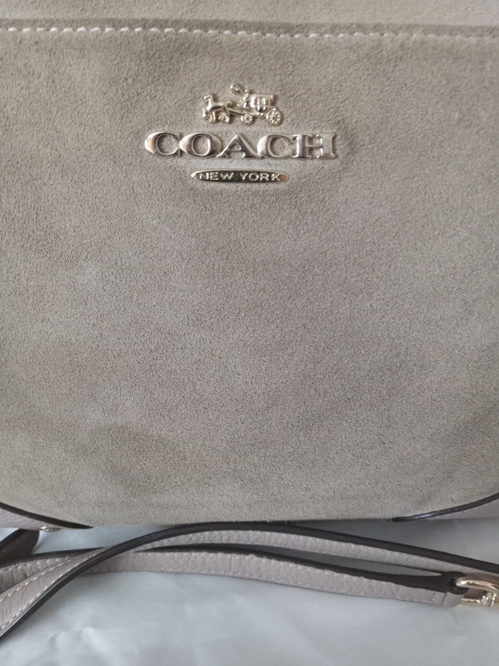 Coach Taupe Suede & Leather 2way Satchel with Removable Strap EUC - Picture 11 of 15